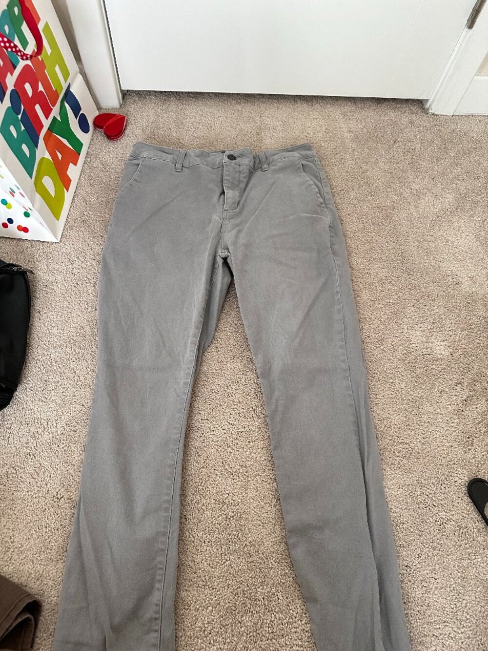 RSQ Jeans Mens 34x32 Gray Slim Straight Chino Pants Flat Front Stretch